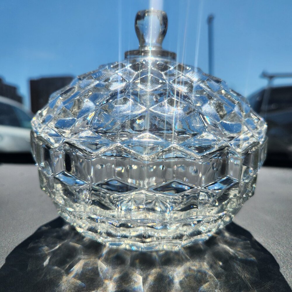 Vintage Fostoria American Clear Candy Dish with Lid